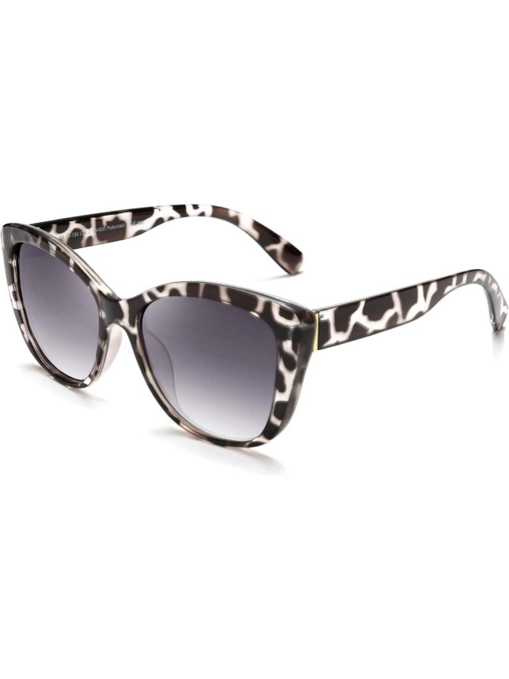 Women's Strip White Polarized Sunglasses American Square Jackie O Cat Eye